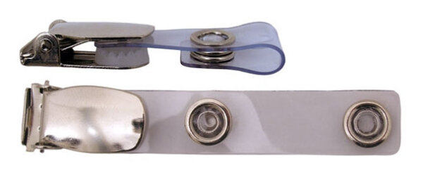Clip B in metallo su cinturino morbido, trasparente