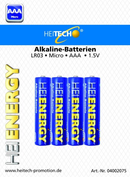 Batterie alcaline Micro AAA 1,5 V confezione da 4 [HEITECH 04002075]