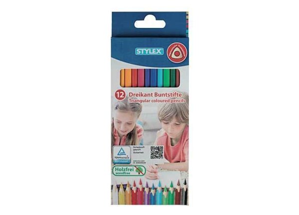 Lápices de colores triangulares, sin madera, largos [Stylex 25088]