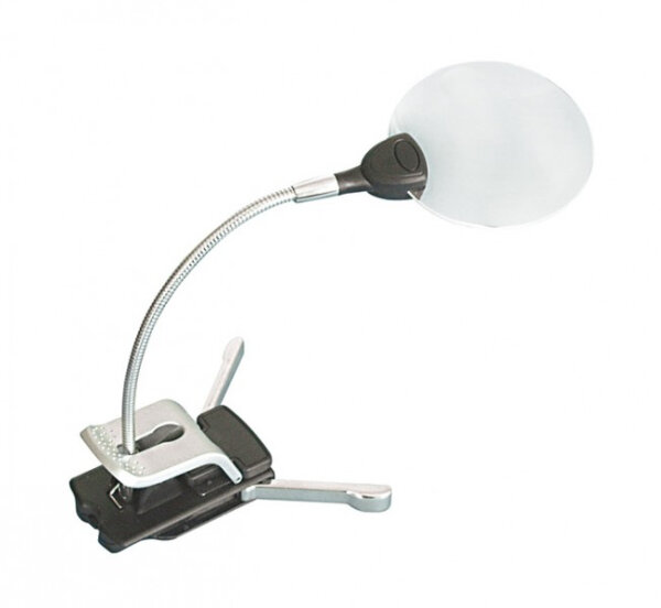 Randlose Stand-/Klemmlupe mit LED-Beleuchtung [Lindner 7154]