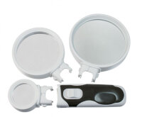 LED illuminated magnifier w. 3 interchangeable lenses...