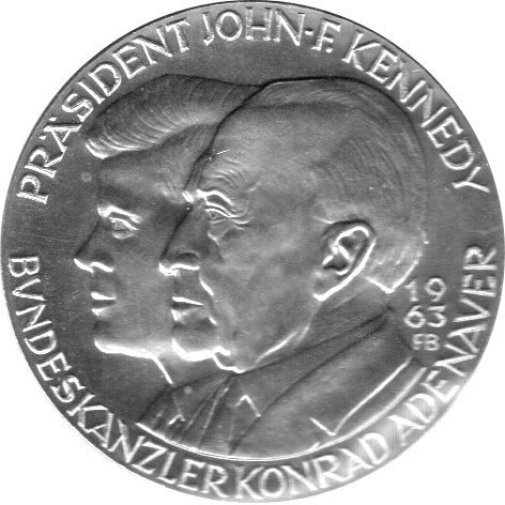 Médaille 1963 "Präsident John F. Kennedy - Bundeskanzler Konrad Adenauer" Fleur de coin
