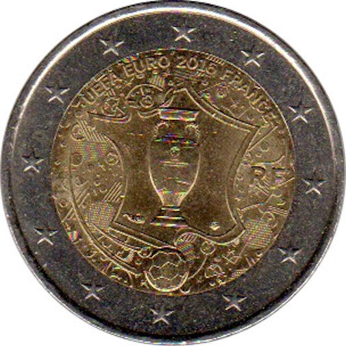 2 Euro moneta commemorativa "Campionato europeo di calcio UEFA" Francia 2016, Fior di conio