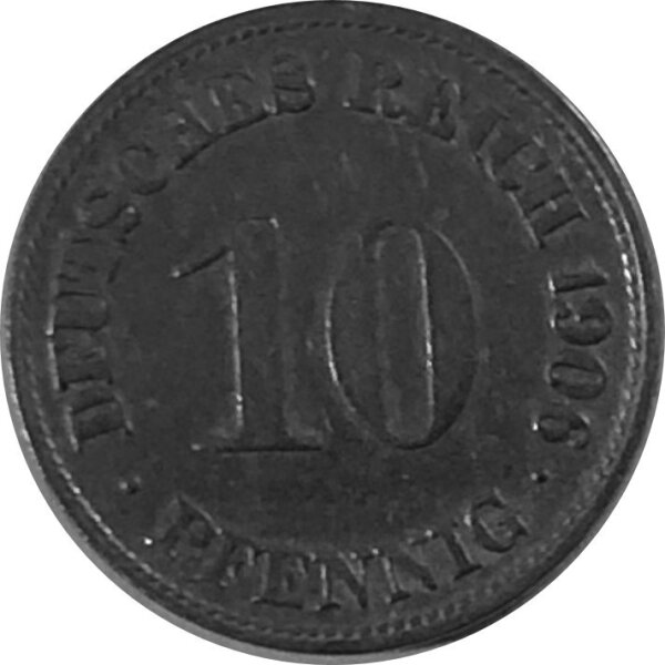 10 Pfennig Empire Allemand, 1906 D (Jäger: 13) Très Beau
