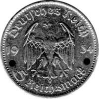 5 Reichsmark Germany, 1934 D, "Opening of the Reichstag - Garrison Church" (Jäger: 357) Very Fine