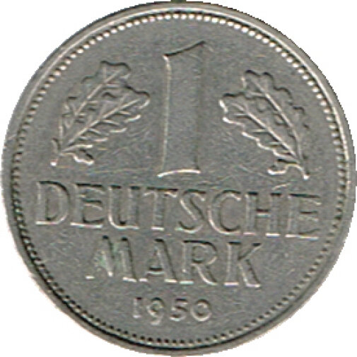 1 Deutsche Mark 1950 (Jäger: 385) Extraordinariamente Bien Conservada (EBC)