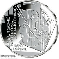 10 Euro moneda conmemorativa "100 Jahre Deutsche Nationalbibliothek" (Jäger: 573) Prueba Numismática