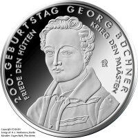 10 Euro moneda conmemorativa "200. Geburtstag Georg Büchner" (Jäger: 583) Flor de Cuño