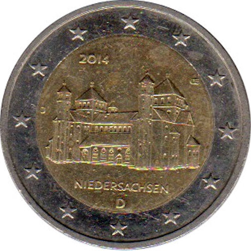 2 Euro conmemorative coin "Bundesländer - Niedersachsen" Germany (Jäger: 586) Extremely Fine (XF)