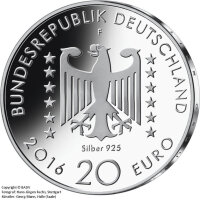 20 Euro moneda conmemorativa "125o cumpleaños de Nelly Sachs" (Jäger: 606) Prueba Numismática