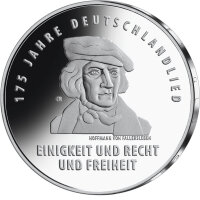 20 Euro moneta commemorativa "175 Jahre Deutschlandlied" (Jäger: 611) Prova Numismática