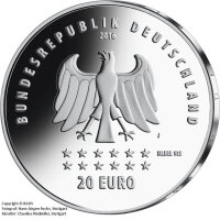 20 Euro Gedenkmünze "175 Jahre Deutschlandlied" (Jäger: 611) Spiegelglanz
