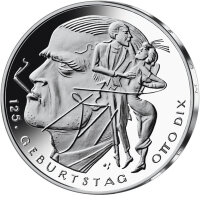 20 Euro commemorative coin "125. Geburtstag von Otto Dix" (Jäger: 612) Proof
