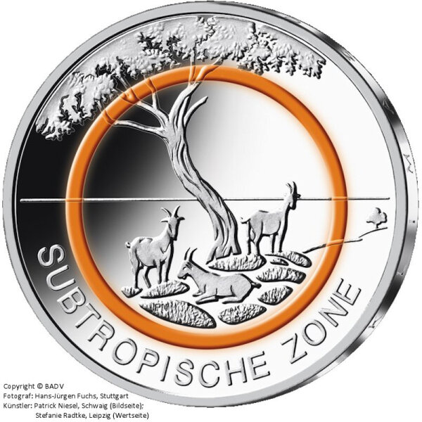 5 Euro moneda conmemorativa "Subtropische Zone" (Jäger: 627) Flor de Cuño
