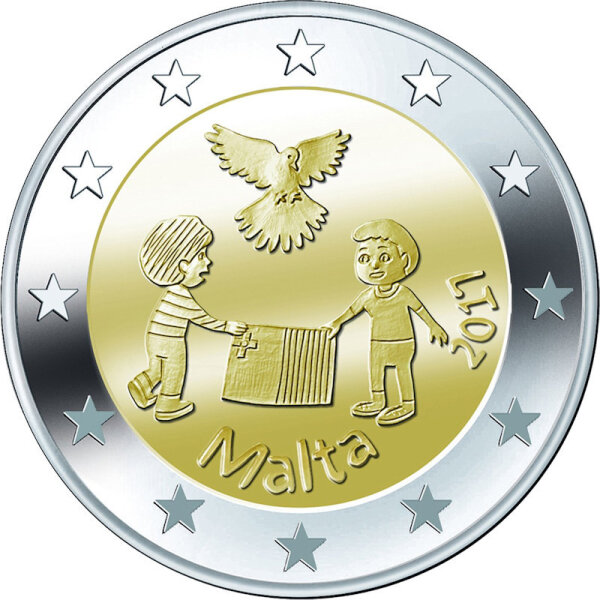 2 Euro moneta commemorativa "Peace" (Pace) Malta 2017, Fior di conio