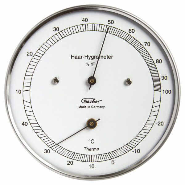 Hair hygrometer with thermometer, stainless steel [Fischer 111.01T]