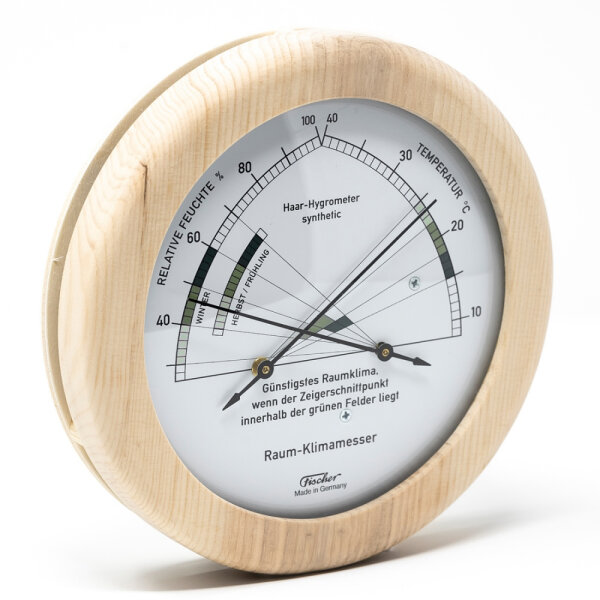 Zirben Wohnklima-Hygrometer mit Thermometer [Fischer 1222-09]
