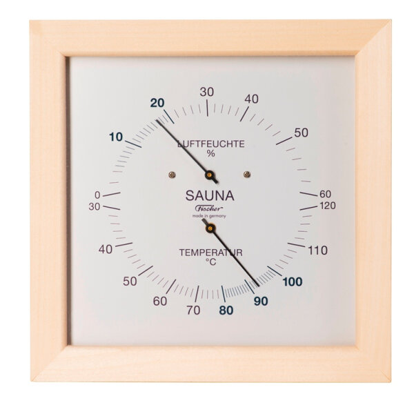 Sauna thermohygrometer, Wooden case [Fischer 187TH-03]