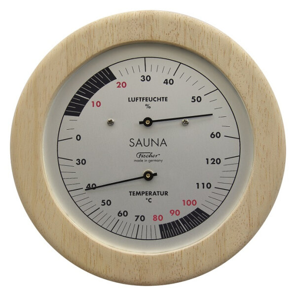 Sauna thermohygrometer, Wooden case [Fischer 196TH-03]