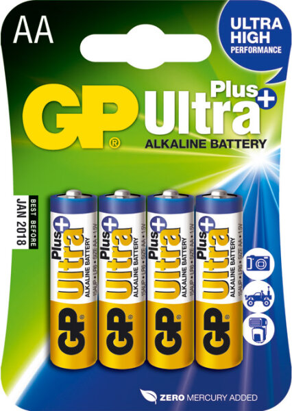 4 x Batteria Alcalina Ultra Plus AA, Mignon [GP 15AUP]