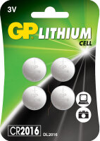 4 x GP Lithium Knopfzelle CR2016 Multipack Button Cell...