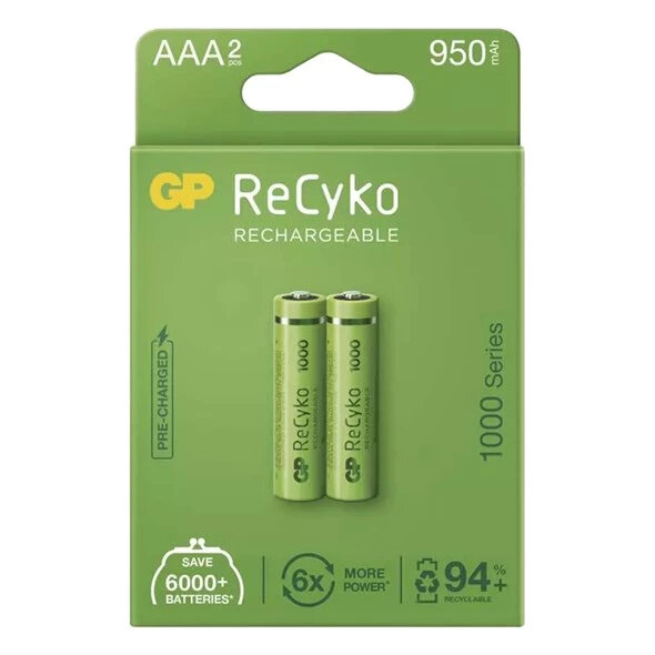 2 x ReCyko Batterie rechargeable AAA, Mignon [GP 100AAAHCE-2EB2]