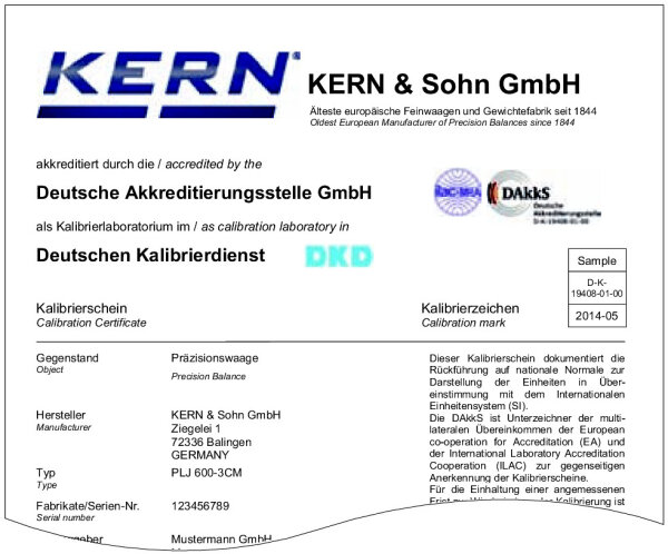Certificato DAkkS [Kern 962-130-127]