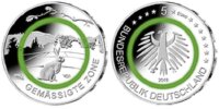 5 Euro moneta commemorativa "Gemäßigte Zone" (Jäger: 643) Fondo Specchio