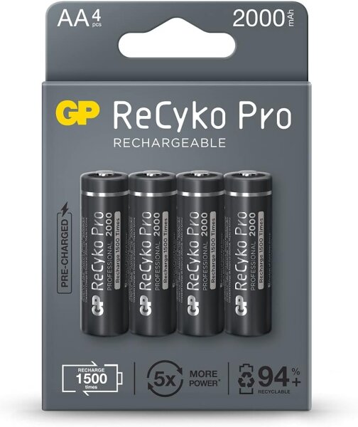 4 x ReCyko Pro batteria ricaricabile AA, 2000 mAh [GP 210AAHCB-2EB4]