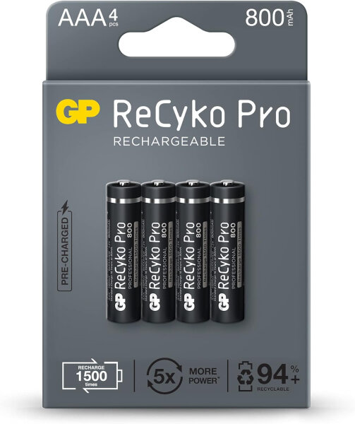 4 x ReCyko Pro batteria ricaricabile AAA, 800 mAh [GP 85AAAHCB-2EB4]