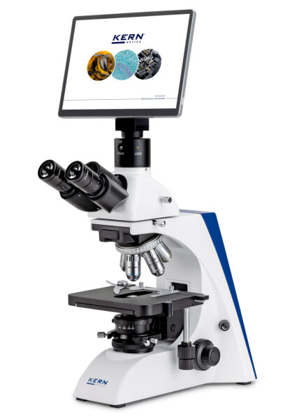 Digital compound microscope incl. Tablet [Kern OBN-S] HWF 10x Ø 20 mm Infinity 4x / 10x / 20x / 40x / 100x 3W LED (transmitting) incl. tablet-camera ODC 251 (8 MP 4K)